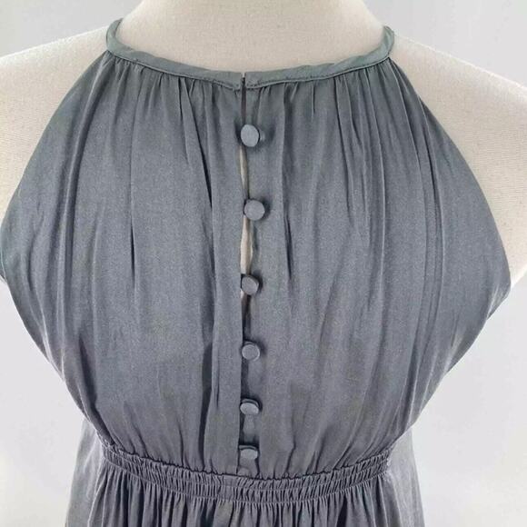 Esley Women's Black Floral Waist Satin Halter Dress Knee Length Size Small - Picture 11 of 12